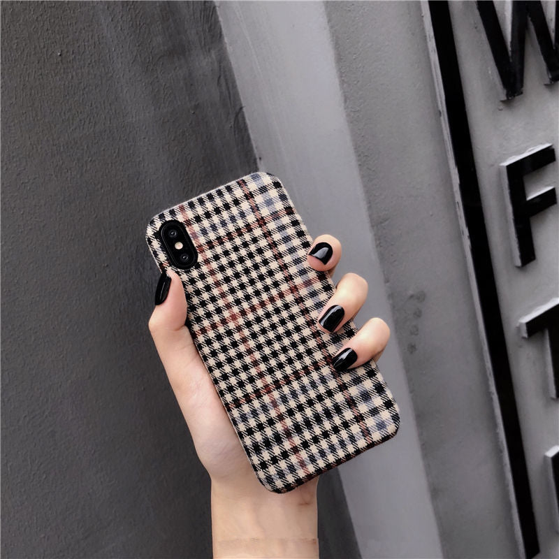 Fabric Plaid Material Mobile Phone Case Fall-proof