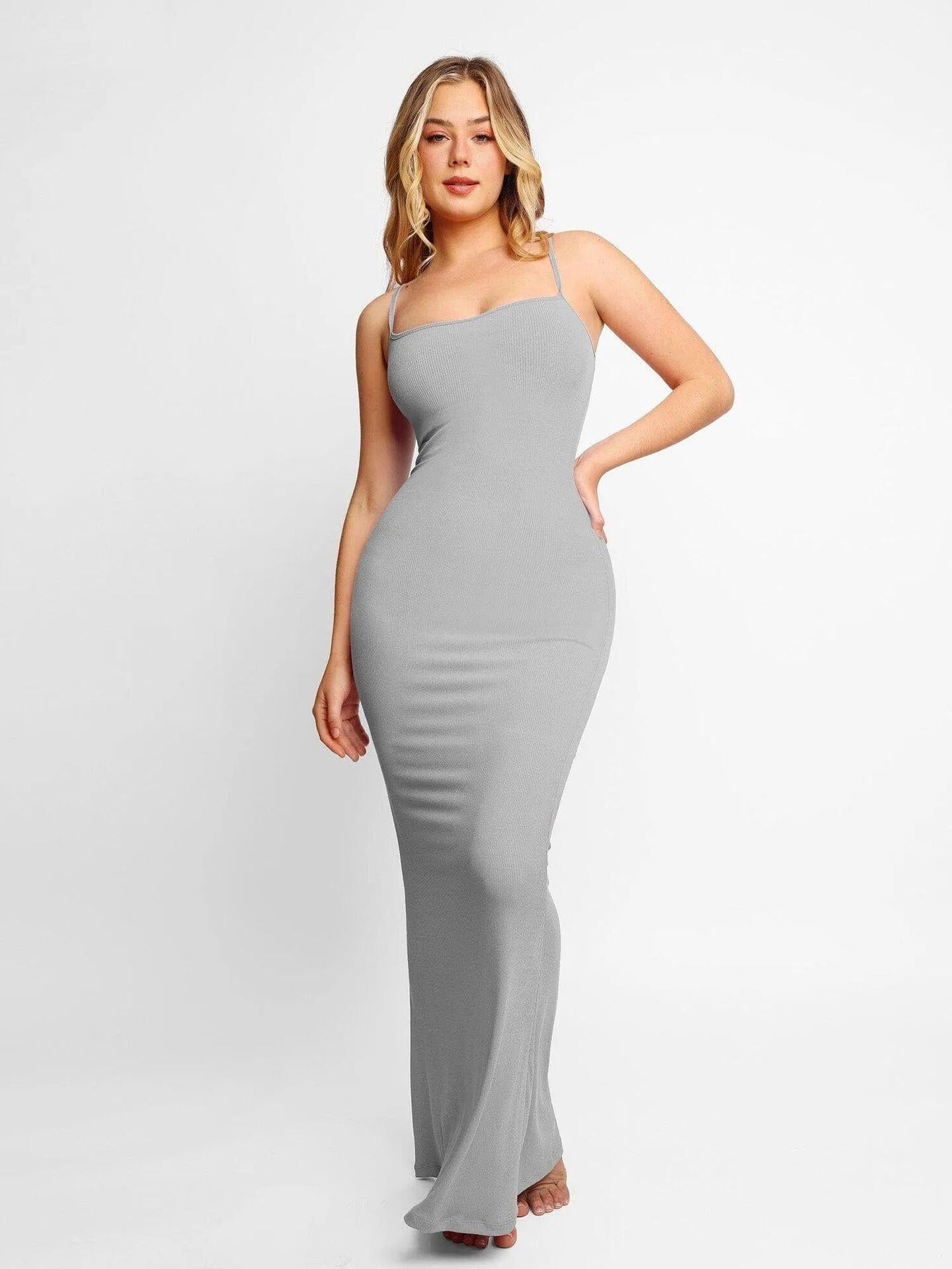 Women’s Shapewear Dress Jumpsuit – Tummy Control Bodysuit, Open Crotch, Lift Corset, Long Skirt & Chest Support