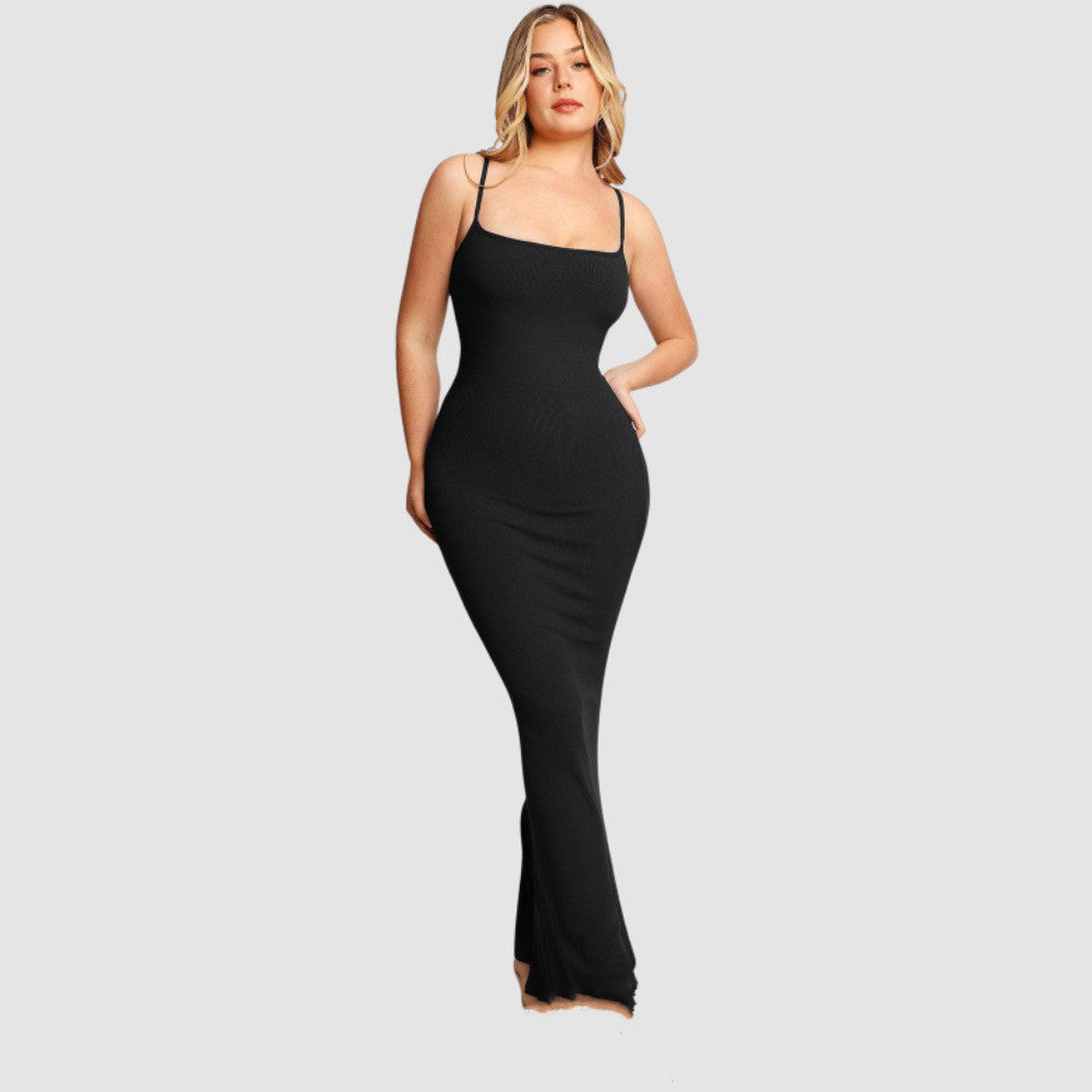 Women’s Shapewear Dress Jumpsuit – Tummy Control Bodysuit, Open Crotch, Lift Corset, Long Skirt & Chest Support