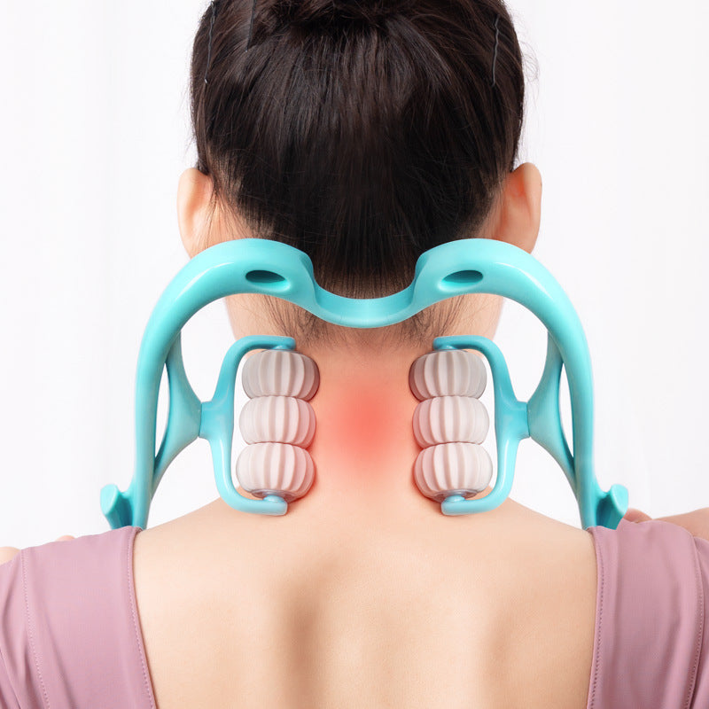Multifunctional Six-Wheel Neck Massager | Manual Roller Massage Tool for Pain Relief and Relaxation