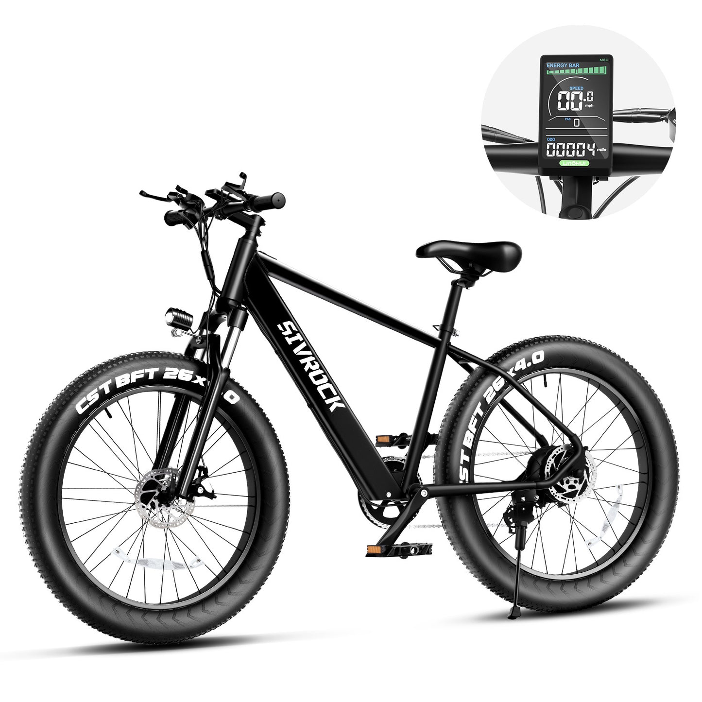 SIVROCK V1 1000W Fat Tire Electric Mountain Bike – 48V 15Ah Battery, 85Nm Torque, 26”x4” Tires, Dual Disc Brakes, LCD Display
