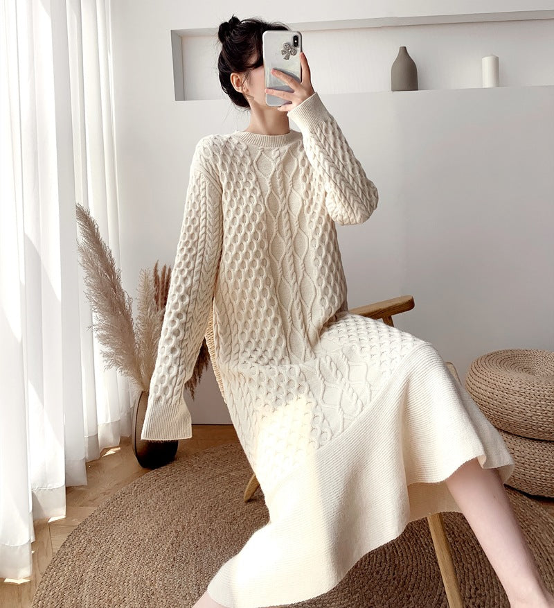Retro Hepburn Style Knitted Sweater Dress