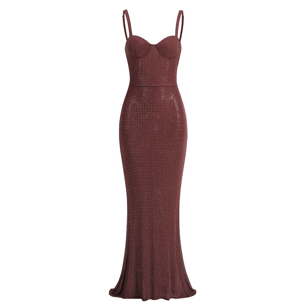 Chic Rhinestone Sleeveless Dress: Sleek Slim Fit for Women - Perfect for a Stylish Statement!