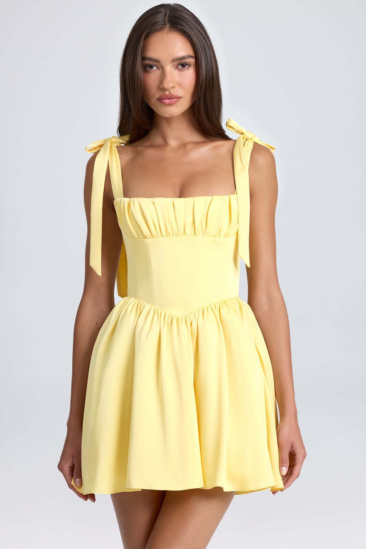 Backless Bow-Tie Strap Summer Dress – Square Neck, High Waist Mini Beach Dress