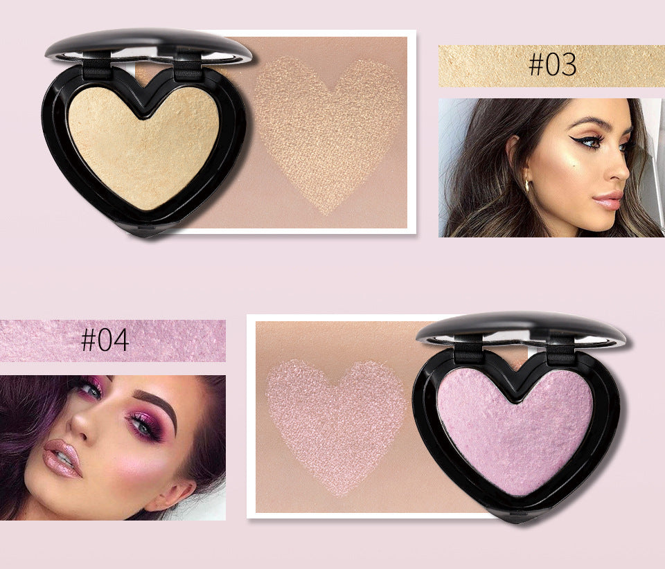 Gold Highlighter Palette Cosmetic Iluminador Face Contour Glow Makeup Bronze Powder Roze Shimmer High Lighter Heart