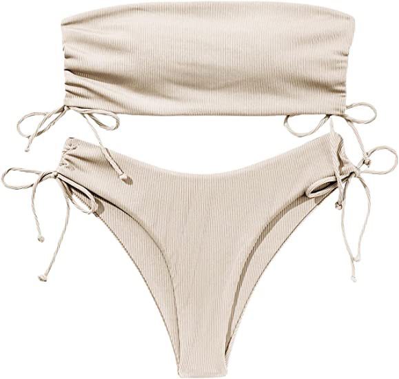Summer Tube Bikini with Drawstring Design - Solid Color Sexy Swimsuit for Beach Parties