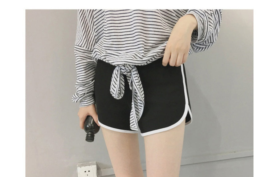 Four color optional cotton shorts female summer Korean version of the new ins wide leg loose solid color sports wear pants