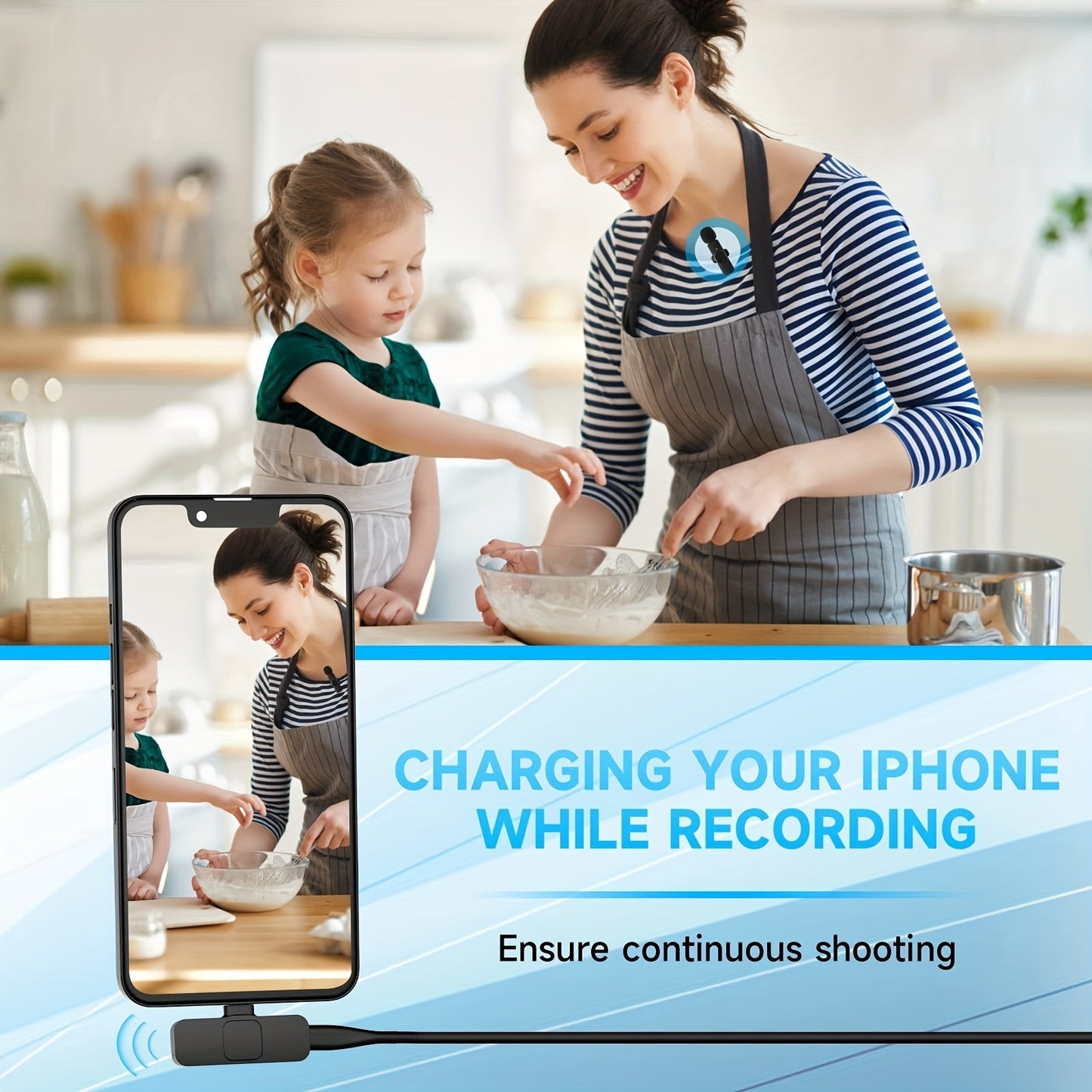 Wireless Lavalier Microphone for iPhone & iPad – Clip-On Cordless Lapel Mic, Omnidirectional Condenser for Interviews, Video Recording, Vlogs, YouTube & Podcasts