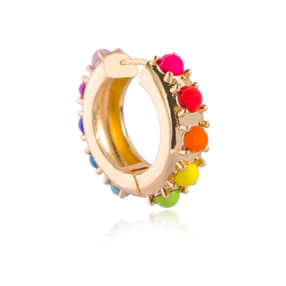 Explosive Circle Earrings Colorful Pearl Copper Stud Earrings