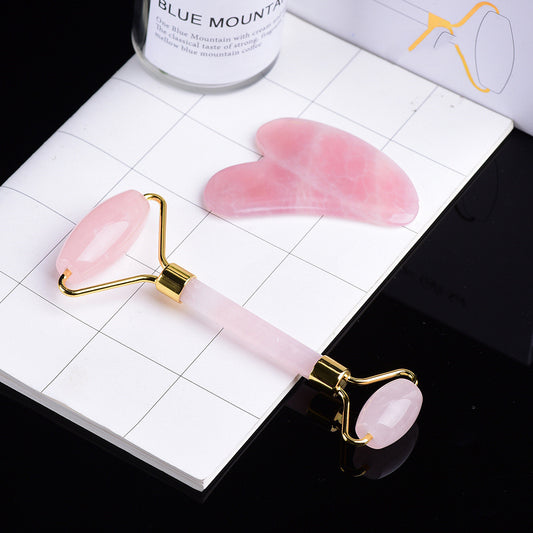 Crystal Jade Roller + Gua Sha Set | Xiuyu Stone Facial Sculpting Kit