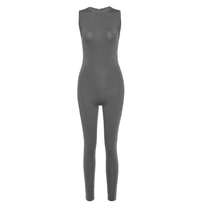 FitFlex Sleeveless High Waist Jumpsuit: Sleek and Sporty Fashion One Piece