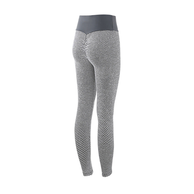 Fitness Yoga Pants High Waist Breathable Plaid Seamless Leggings
