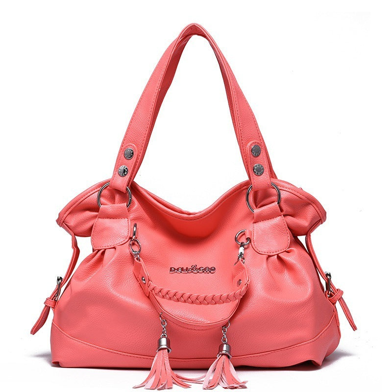 Female Bag Soft Leather Tassel Handbag