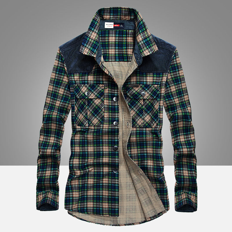 Cotton Plaid Dress Shirt for Men