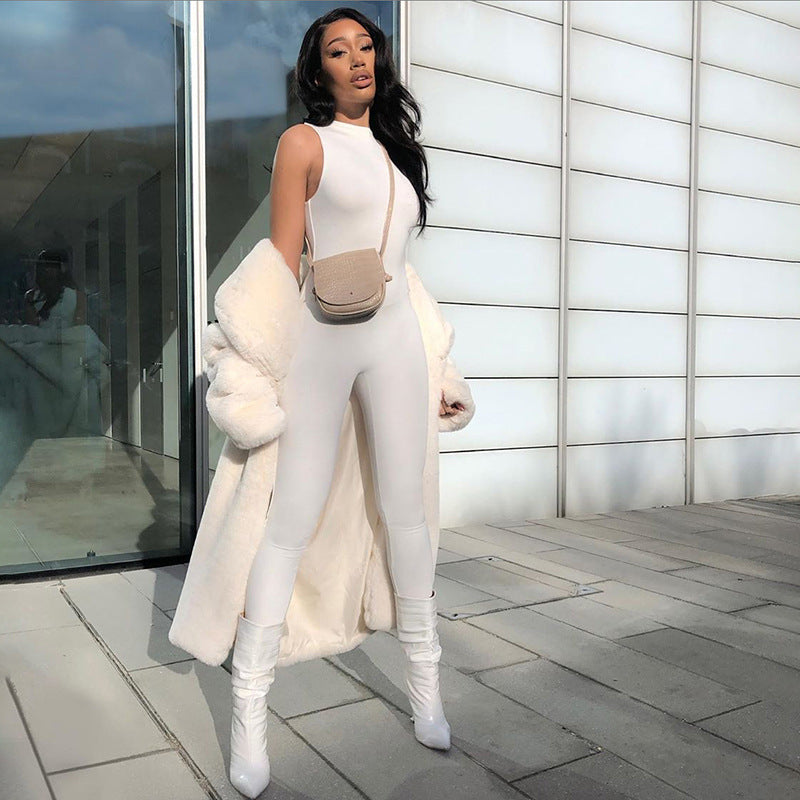 FitFlex Sleeveless High Waist Jumpsuit: Sleek and Sporty Fashion One Piece