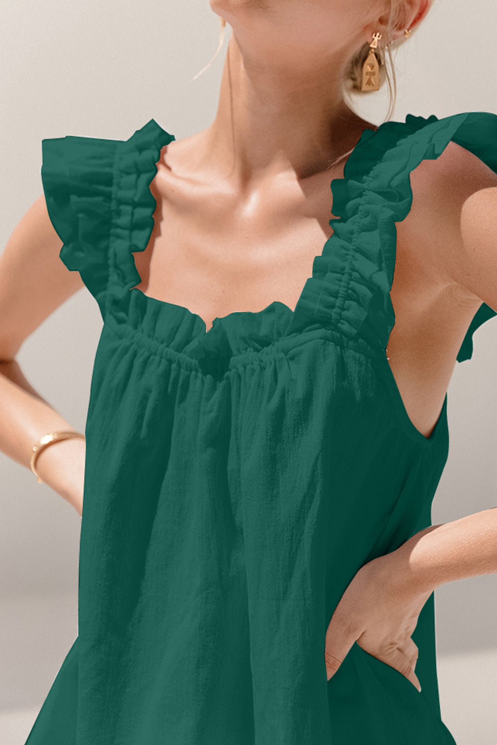 Ruffled Square Neck Top and Shorts Set – 2-Piece Summer Outfit for Women