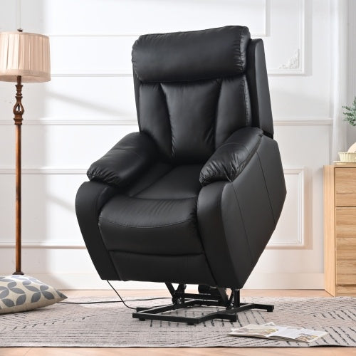 Electric Lift Recliner for the Elderly - Black PU Leather