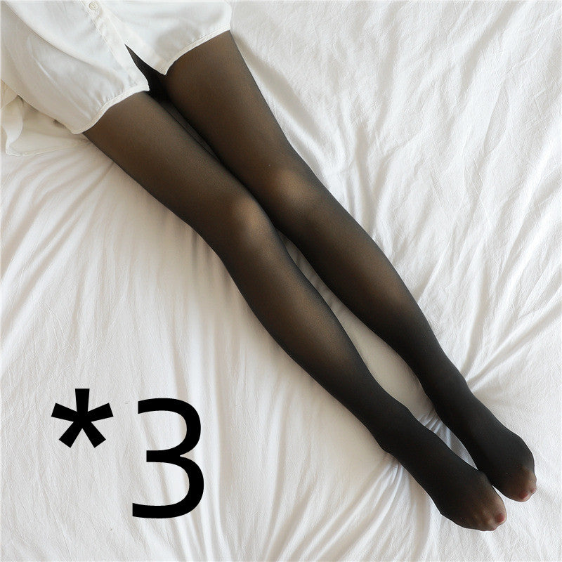 Cozy Women’s Fleece-Lined Pantyhose Translucent Leggings for Warmth