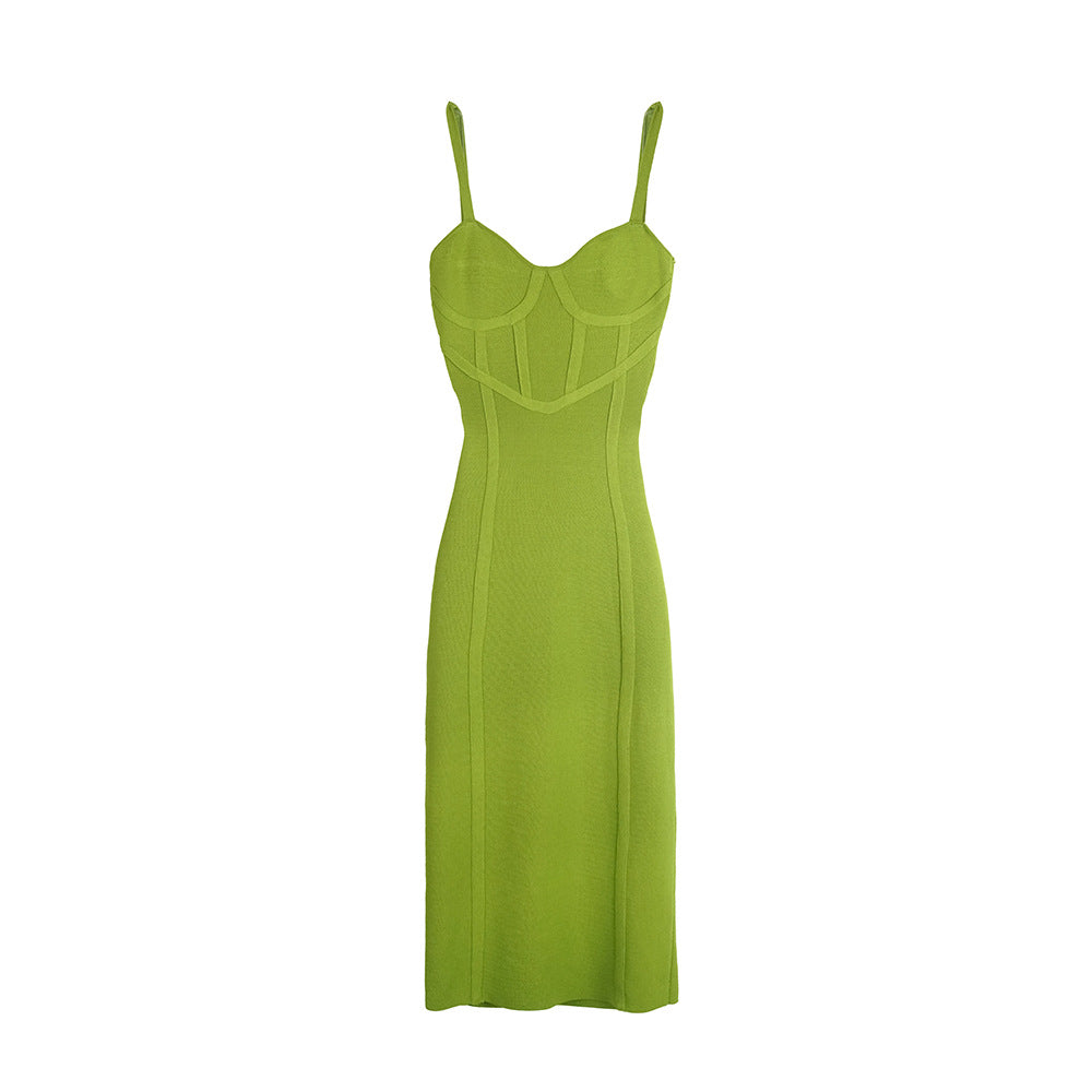 Temperament Solid Color Mid-length Dress