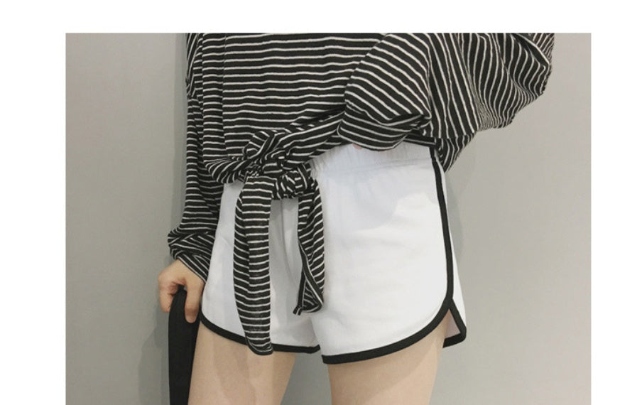Four color optional cotton shorts female summer Korean version of the new ins wide leg loose solid color sports wear pants