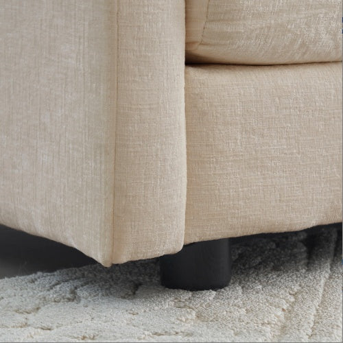 Modern Fabric Loveseat Sofa Couch For Living Room, Upholstered Large Size Deep Seat 2-Seat Sofa With 4 Pillows ,Beige Chenille