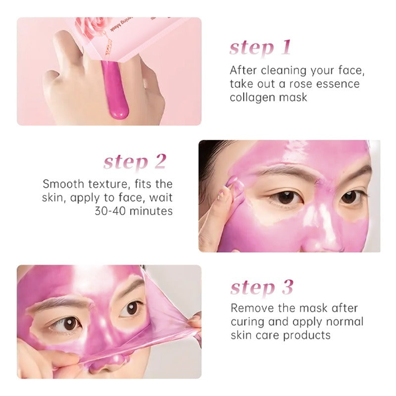 Rose Collagen Mask - Savior Of Beautiful Skin, Rose Collagen Mask, Suitable For All Skin Types, Firm And Bright