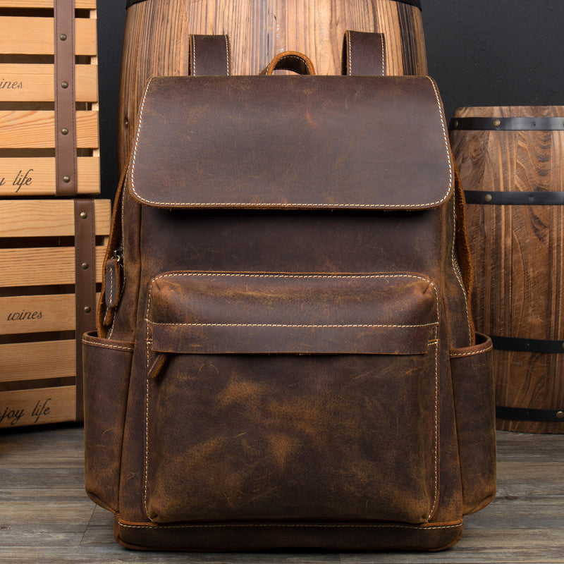 Crazy Horse men backpack Leather cowhide leather luggage male Baotou Backpack Bag