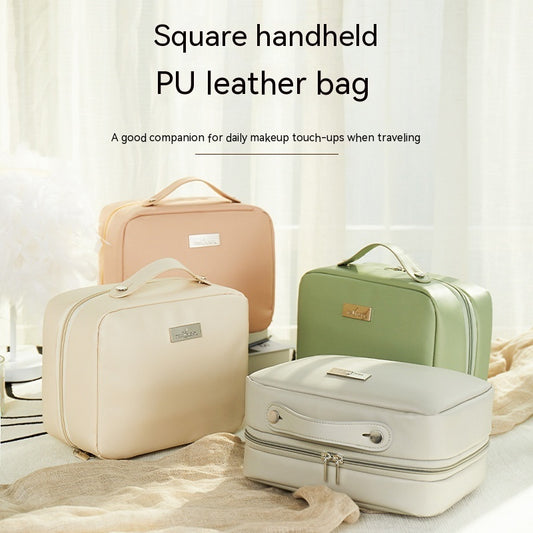 PU Leather Travel Cosmetic Bags – 2 Sizes | Waterproof Makeup Cases in Macaron Colors