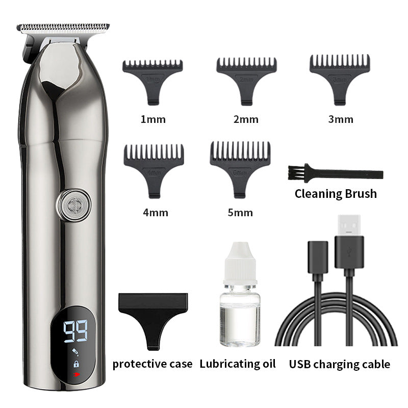 Professional Cordless Hair Clipper – Low-Noise Electric Trimmer with LED Display