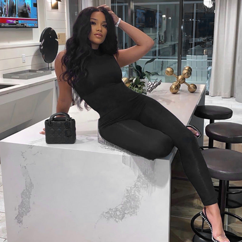FitFlex Sleeveless High Waist Jumpsuit: Sleek and Sporty Fashion One Piece