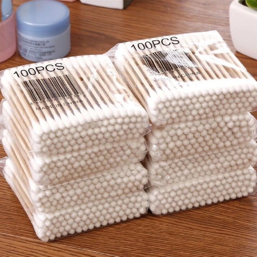 100 Bagged Cotton Swabs Disposable Double-headed Sanitary Cleaning