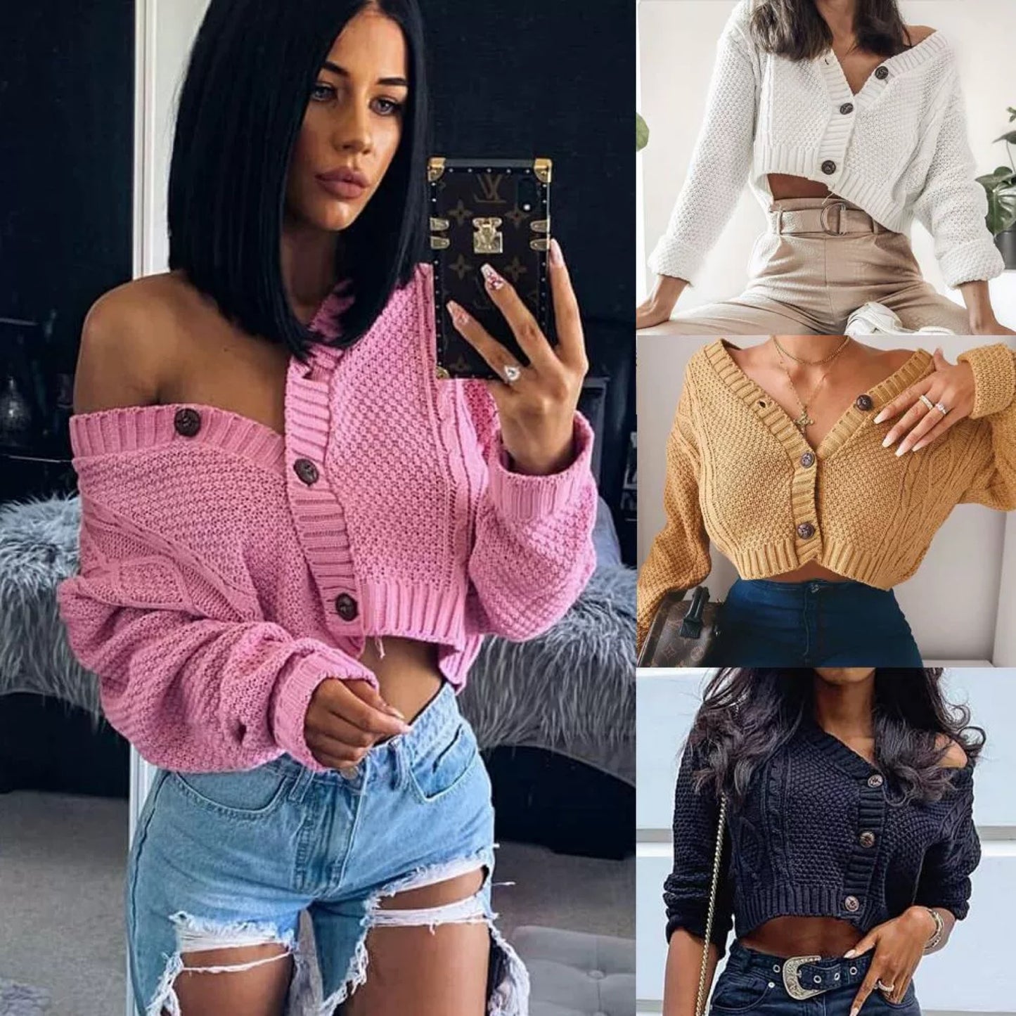 Twisted knitted top coat