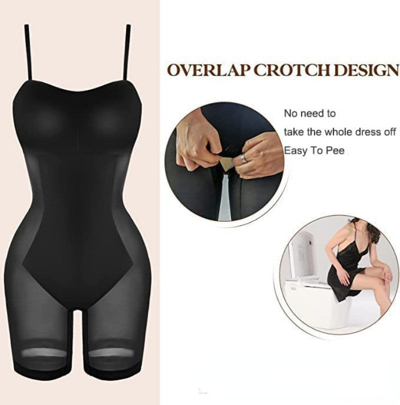 Women’s Shapewear Dress Jumpsuit – Tummy Control Bodysuit, Open Crotch, Lift Corset, Long Skirt & Chest Support