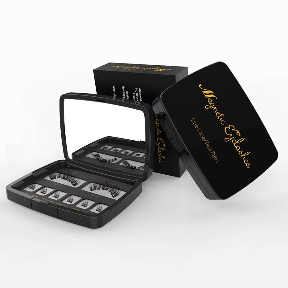 Magnetic Eyelashes Kit – Reusable Handmade Lashes with Transparent Band, Tweezers, and Mirror