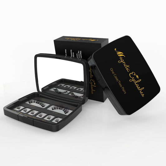 Magnetic Eyelashes Kit – Reusable Handmade Lashes with Clear Band, Tweezers & Mirror