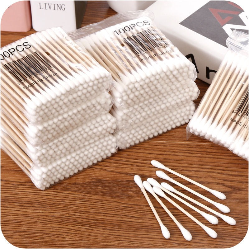 100 Bagged Cotton Swabs Disposable Double-headed Sanitary Cleaning