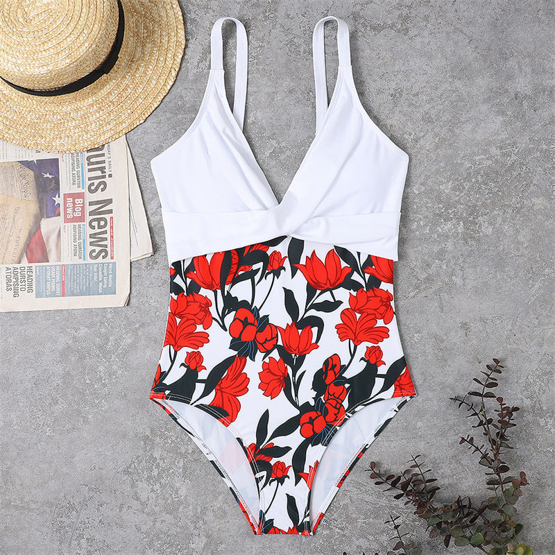 Slimming Color Matching One-piece Swimsuit For Women