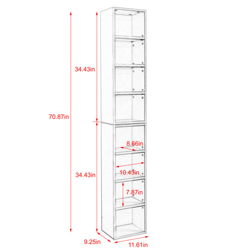 8 Tier Media Tower, CD DVD Slim Locker With Adjustable Shelves, High & Narrow Bookshelf Display Bookshelf, Suitable For Home Office, Multifunctional Double Deck Bookshelf
