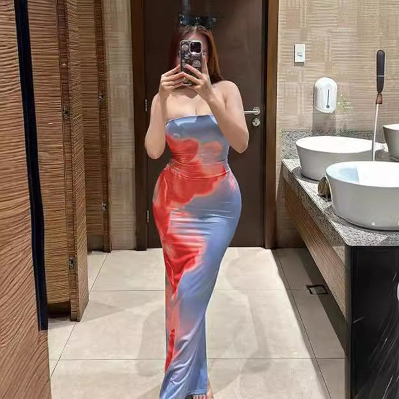 Sexy Strapless Slim Slit Tube Long Dress for Summer Parties & Beach - Women’s Fashion