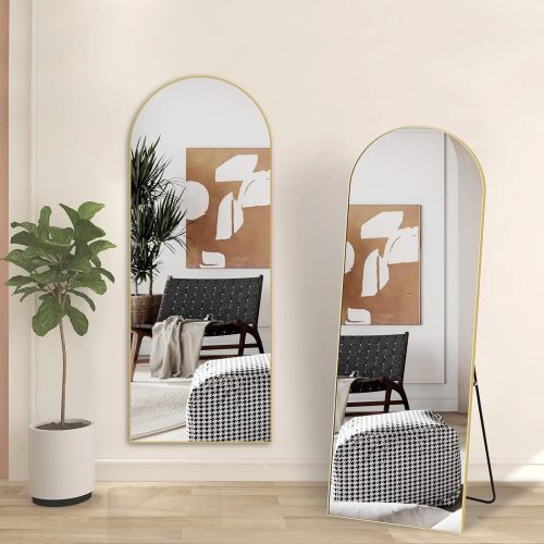 Gold 65x22 Inch Arched Full-Length Mirror – Luxe Elegance with a Modern Edge