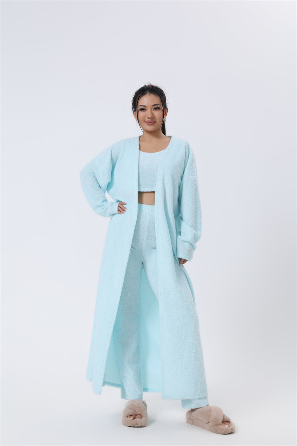 Cozy Pajama Set, 3 Piece Lounge Set, Cute Loungewear, Warm Suit Sets, Matching Set, Lounge Set, 3 Piece Pant Sets, Women Winter