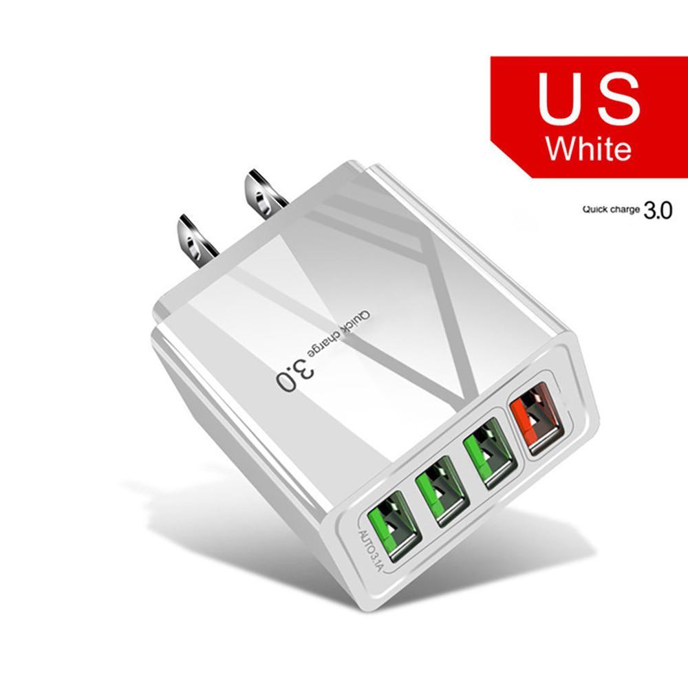 3A Fast Charging 4-Port USB Wall Charger with LED Light – Multi-Device USB Charging Adapter for Phones & Tablets