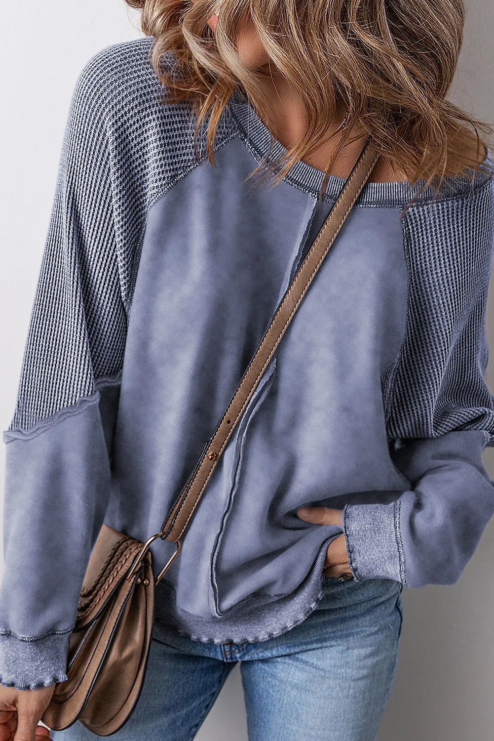 Exposed Seam Long Sleeve Sweatshirt – Oversized Casual Pullover