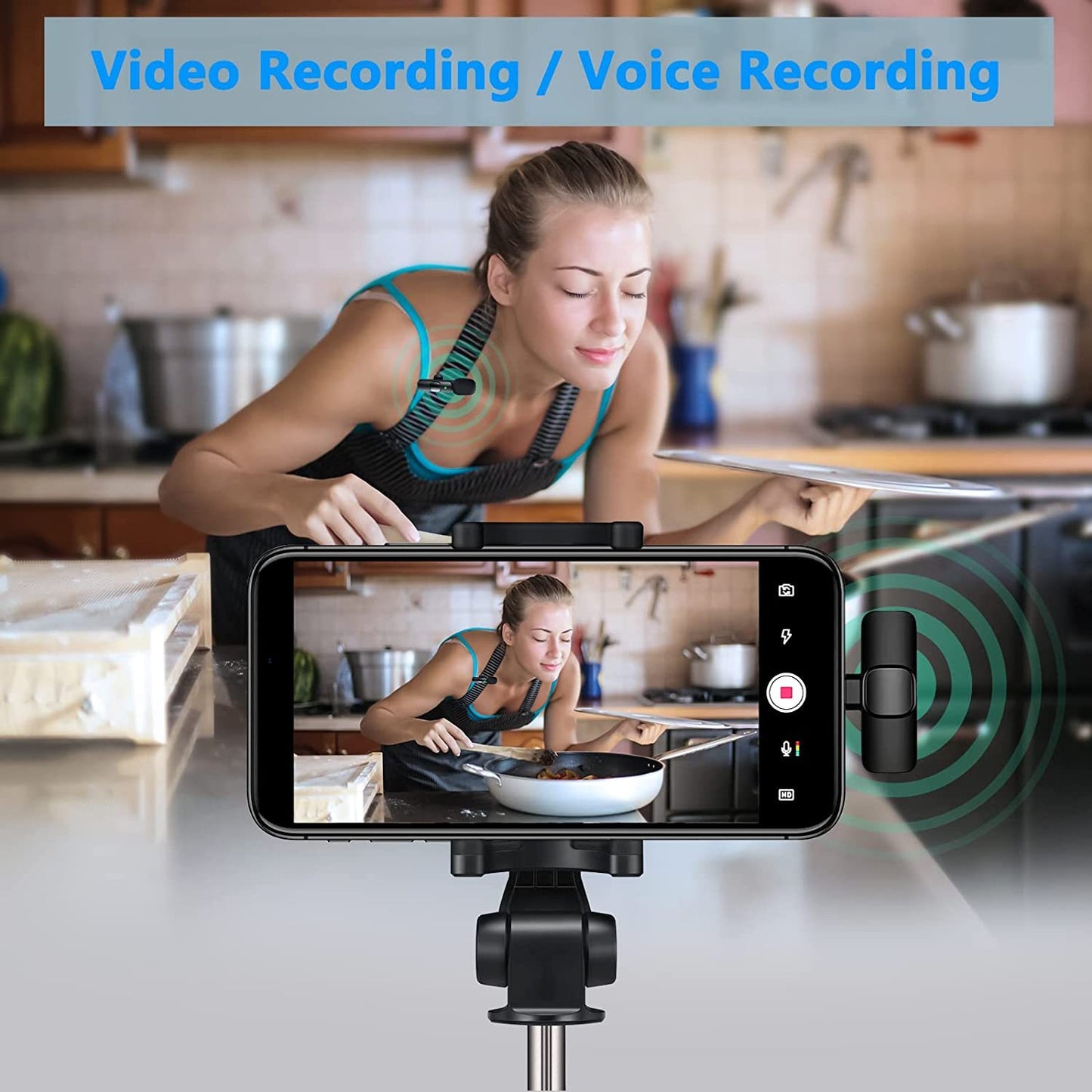 Wireless Lavalier Microphone for iPhone & iPad – Clip-On Cordless Lapel Mic, Omnidirectional Condenser for Interviews, Video Recording, Vlogs, YouTube & Podcasts
