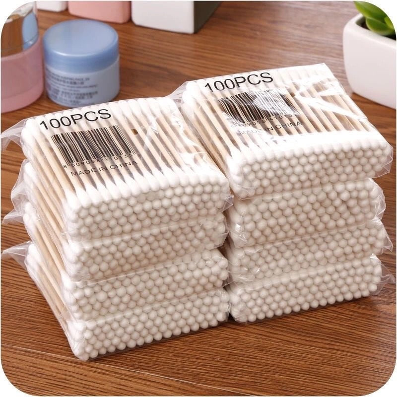 100 Bagged Cotton Swabs Disposable Double-headed Sanitary Cleaning
