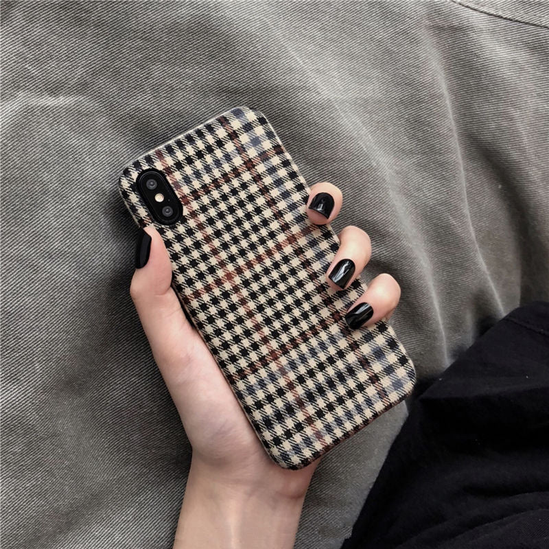 Fabric Plaid Material Mobile Phone Case Fall-proof