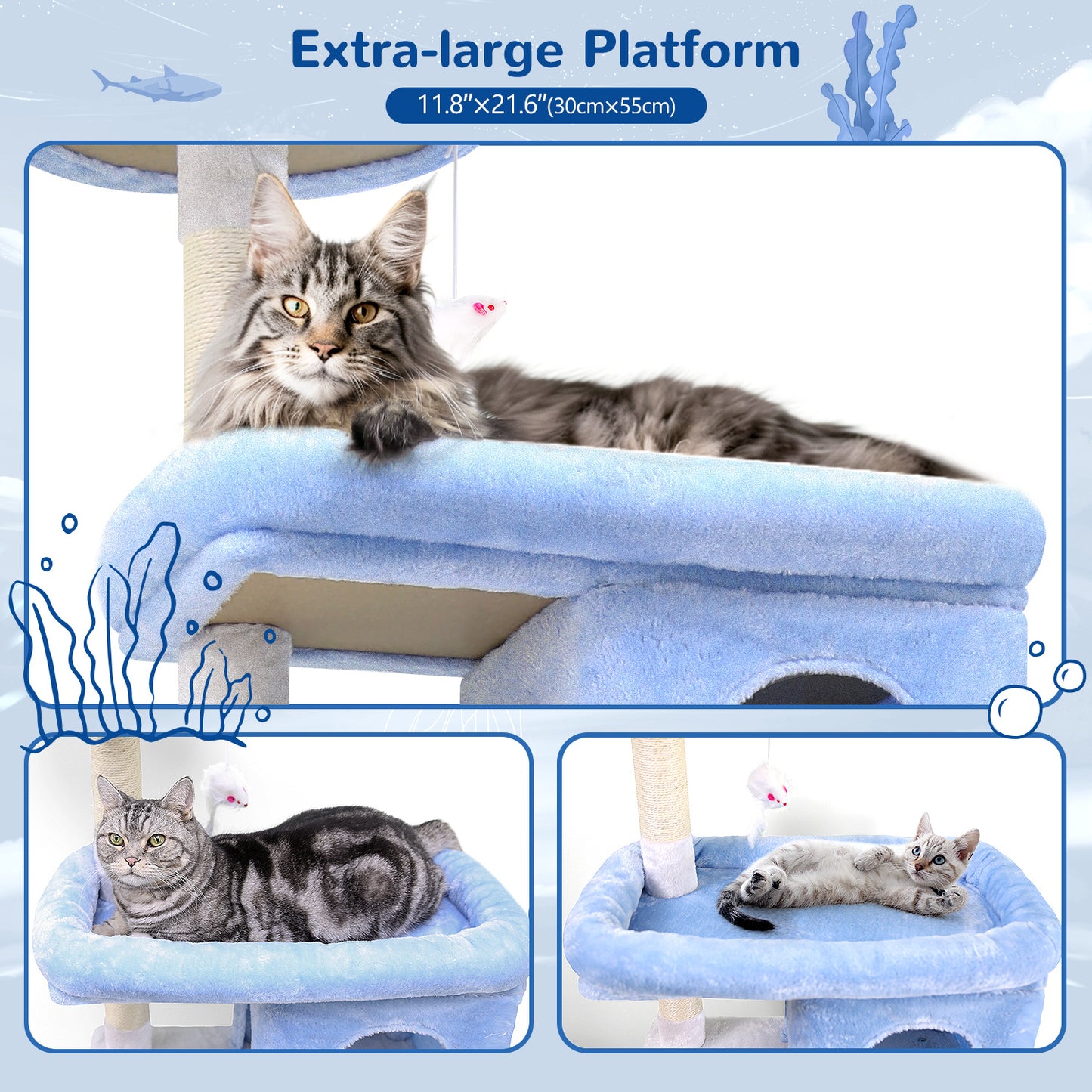72 Inch Marine Blue Cat Climbing Frame