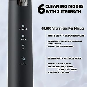 Electric Toothbrush for Adults, 8 Brush Heads Toothbrush w/ 40,000 VPM, Charge Once Last for 365 Days, 6 HIGH-Performance Brushing Modes, Electric Toothbrush