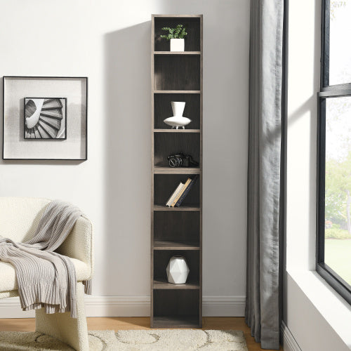 8 Tier Media Tower, CD DVD Slim Locker With Adjustable Shelves, High & Narrow Bookshelf Display Bookshelf, Suitable For Home Office, Multifunctional Double Deck Bookshelf