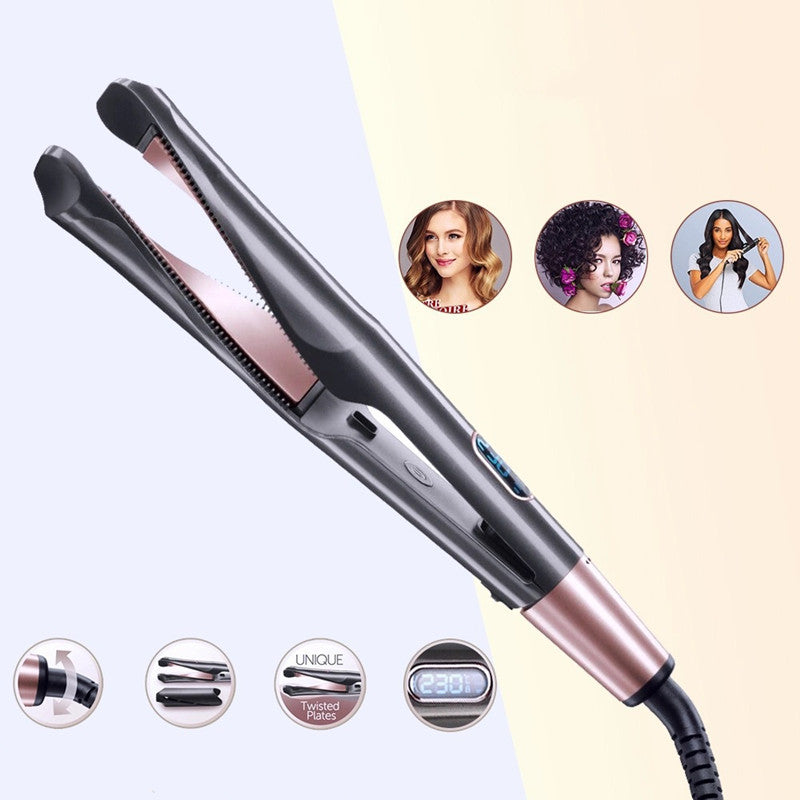 2-in-1 Hair Straightener and Curler | Tourmaline Ceramic Flat Iron for All Hair Types | Professional Curling Iron for Hair Styling